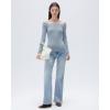 image:imageSUUKSESS Cloud Cashmere Women Lace Off Shoulder Long Sleeve Shirt Basic Knit TopAsh Blue