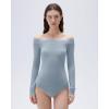 image:imageSUUKSESS Cloud Cashmere Women Lace Off Shoulder Long Sleeve Shirt Basic Knit TopAsh Blue