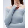 image:imageSUUKSESS Cloud Cashmere Women Lace Off Shoulder Long Sleeve Shirt Basic Knit TopAsh Blue