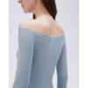 image:imageSUUKSESS Cloud Cashmere Women Lace Off Shoulder Long Sleeve Shirt Basic Knit TopAsh Blue
