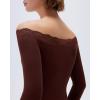 image:imageSUUKSESS Cloud Cashmere Women Lace Off Shoulder Long Sleeve Shirt Basic Knit TopBrown