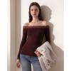 image:imageSUUKSESS Cloud Cashmere Women Lace Off Shoulder Long Sleeve Shirt Basic Knit TopBrown