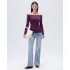 image:imageSUUKSESS Cloud Cashmere Women Lace Off Shoulder Long Sleeve Shirt Basic Knit TopPlum