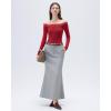 image:imageSUUKSESS Cloud Cashmere Women Lace Off Shoulder Long Sleeve Shirt Basic Knit TopRed