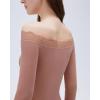image:imageSUUKSESS Cloud Cashmere Women Lace Off Shoulder Long Sleeve Shirt Basic Knit TopRose