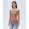 image:imageSUUKSESS Cloud Cashmere Women Lace Off Shoulder Long Sleeve Shirt Basic Knit TopRose