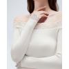image:imageSUUKSESS Cloud Cashmere Women Lace Off Shoulder Long Sleeve Shirt Basic Knit TopWhite