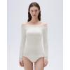image:imageSUUKSESS Cloud Cashmere Women Lace Off Shoulder Long Sleeve Shirt Basic Knit TopWhite
