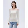 image:imageSUUKSESS Cloud Cashmere Women Lace Off Shoulder Long Sleeve Shirt Basic Knit TopWhite