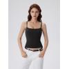 image:imageSUUKSESS Women Square Neck Tank Tops with Built in Bras Double Line Going Out Basic Camisole Top01 Black