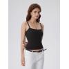 image:imageSUUKSESS Women Square Neck Tank Tops with Built in Bras Double Line Going Out Basic Camisole Top01 Black