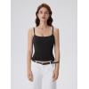 image:imageSUUKSESS Women Square Neck Tank Tops with Built in Bras Double Line Going Out Basic Camisole Top01 Black