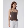 image:imageSUUKSESS Women Square Neck Tank Tops with Built in Bras Double Line Going Out Basic Camisole Top01 Brown