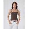 image:imageSUUKSESS Women Square Neck Tank Tops with Built in Bras Double Line Going Out Basic Camisole Top01 Brown