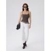 image:imageSUUKSESS Women Square Neck Tank Tops with Built in Bras Double Line Going Out Basic Camisole Top01 Brown