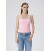 image:imageSUUKSESS Women Square Neck Tank Tops with Built in Bras Double Line Going Out Basic Camisole TopBaby Pink