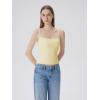 image:imageSUUKSESS Women Square Neck Tank Tops with Built in Bras Double Line Going Out Basic Camisole TopButter Yellow