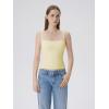 image:imageSUUKSESS Women Square Neck Tank Tops with Built in Bras Double Line Going Out Basic Camisole TopButter Yellow