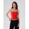 image:imageSUUKSESS Women Square Neck Tank Tops with Built in Bras Double Line Going Out Basic Camisole TopRed