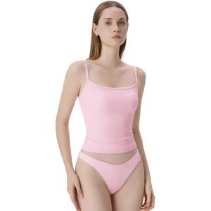 image:imageSUUKSESS Women Square Neck Tank Tops with Built in Bras Double Line Going Out Basic Camisole TopBaby Pink
