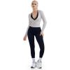 image:imageSUUKSESS Women Pilates Wrap Workout Cropped Top Ribbed Long Sleeve V Neck Tie Front Ballet Yoga Shrug BlouseGray