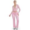 image:imageSUUKSESS Women Pilates Wrap Workout Cropped Top Ribbed Long Sleeve V Neck Tie Front Ballet Yoga Shrug BlousePink