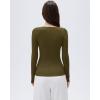 image:imageSUUKSESS Cloud Cashmere Women V Neck Fitted Long Sleeve Shirt Basic Soft Knit TopsArmy Green
