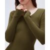 image:imageSUUKSESS Cloud Cashmere Women V Neck Fitted Long Sleeve Shirt Basic Soft Knit TopsArmy Green