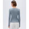 image:imageSUUKSESS Cloud Cashmere Women V Neck Fitted Long Sleeve Shirt Basic Soft Knit TopsAsh Blue