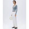 image:imageSUUKSESS Cloud Cashmere Women V Neck Fitted Long Sleeve Shirt Basic Soft Knit TopsAsh Blue