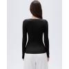 image:imageSUUKSESS Cloud Cashmere Women V Neck Fitted Long Sleeve Shirt Basic Soft Knit TopsBlack