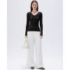 image:imageSUUKSESS Cloud Cashmere Women V Neck Fitted Long Sleeve Shirt Basic Soft Knit TopsBlack