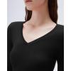 image:imageSUUKSESS Cloud Cashmere Women V Neck Fitted Long Sleeve Shirt Basic Soft Knit TopsBlack