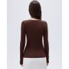 image:imageSUUKSESS Cloud Cashmere Women V Neck Fitted Long Sleeve Shirt Basic Soft Knit TopsDark Brown
