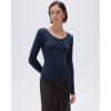 image:imageSUUKSESS Cloud Cashmere Women V Neck Fitted Long Sleeve Shirt Basic Soft Knit TopsNavy Blue