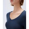 image:imageSUUKSESS Cloud Cashmere Women V Neck Fitted Long Sleeve Shirt Basic Soft Knit TopsNavy Blue