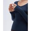 image:imageSUUKSESS Cloud Cashmere Women V Neck Fitted Long Sleeve Shirt Basic Soft Knit TopsNavy Blue