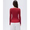 image:imageSUUKSESS Cloud Cashmere Women V Neck Fitted Long Sleeve Shirt Basic Soft Knit TopsRed