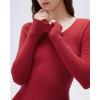image:imageSUUKSESS Cloud Cashmere Women V Neck Fitted Long Sleeve Shirt Basic Soft Knit TopsRed