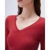 image:imageSUUKSESS Cloud Cashmere Women V Neck Fitted Long Sleeve Shirt Basic Soft Knit TopsRed