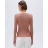 image:imageSUUKSESS Cloud Cashmere Women V Neck Fitted Long Sleeve Shirt Basic Soft Knit TopsTea Rose Pink