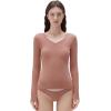 image:imageSUUKSESS Cloud Cashmere Women V Neck Fitted Long Sleeve Shirt Basic Soft Knit TopsTea Rose Pink