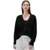image:imageSUUKSESS Women Long Sleeve Button Down Oversized Short Cardigan Fall Loose Open Front Knit SweaterBlack