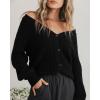 image:imageSUUKSESS Women Long Sleeve Button Down Oversized Short Cardigan Fall Loose Open Front Knit SweaterBlack