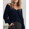 image:imageSUUKSESS Women Long Sleeve Button Down Oversized Short Cardigan Fall Loose Open Front Knit SweaterNavy