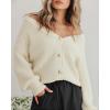 image:imageSUUKSESS Women Long Sleeve Button Down Oversized Short Cardigan Fall Loose Open Front Knit SweaterWhite