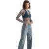 image:imageSUUKSESS Women Sexy Mesh Sheer Long Sleeve Tops Mock Neck Going Out Lace ShirtsLight Blue