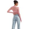 image:imageSUUKSESS Women Sexy Mesh Sheer Long Sleeve Tops Mock Neck Going Out Lace ShirtsPink