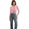 image:imageSUUKSESS Women Sexy Mesh Sheer Long Sleeve Tops Mock Neck Going Out Lace ShirtsPink