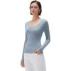image:imageSUUKSESS Cloud Cashmere Women V Neck Fitted Long Sleeve Shirt Basic Soft Knit TopsAsh Blue